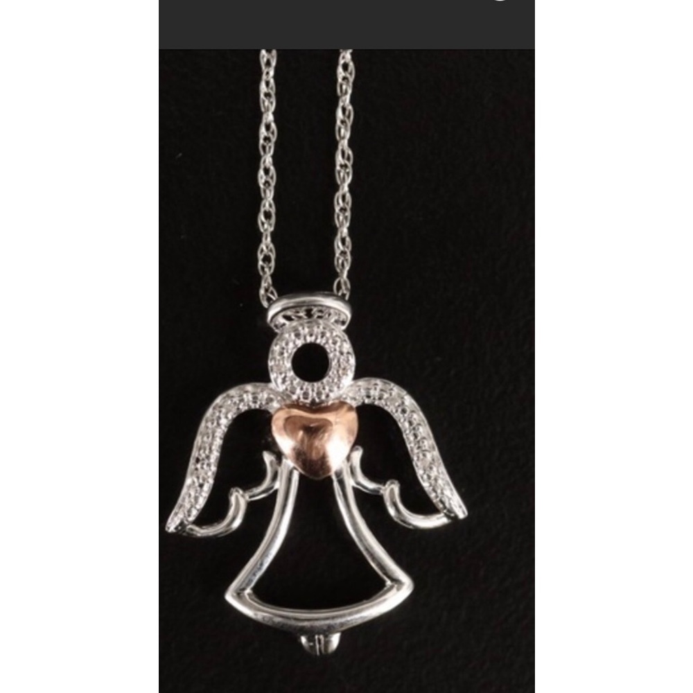 Sterling silver 10k Diamond Angel necklace